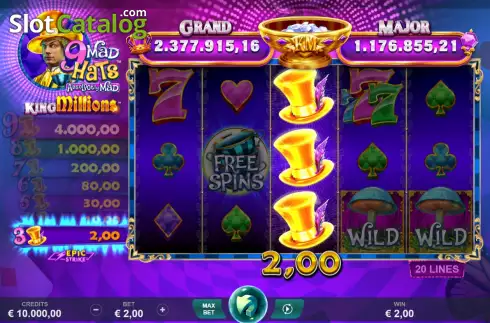 Οθόνη3. 9 Mad Hats King Millions Κουλοχέρης