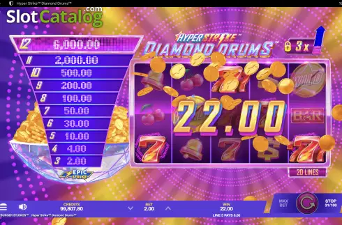Οθόνη6. Hyper Strike Diamond Drums Κουλοχέρης