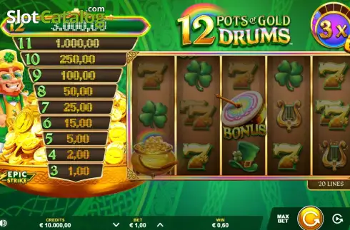 Οθόνη3. 12 Pots of Gold Drums Κουλοχέρης