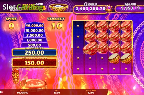 Οθόνη3. 12 Masks of Fire Drum Frenzy King Millions Κουλοχέρης 