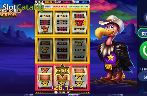 Οθόνη3. Cash Gusher Jackpots Κουλοχέρης 