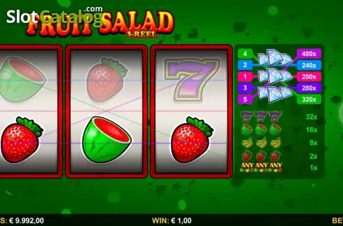 Οθόνη3. Fruit Salad 3-Reel Κουλοχέρης
