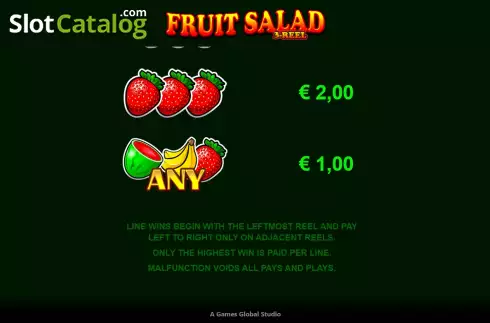 Οθόνη9. Fruit Salad 3-Reel Κουλοχέρης