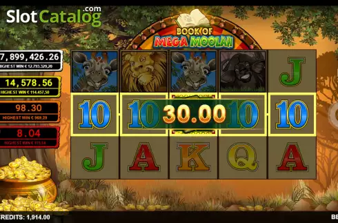 Οθόνη6. Book of Mega Moolah Κουλοχέρης