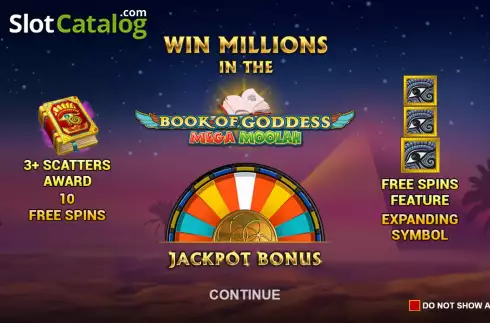 Οθόνη2. Book of Goddess Mega Moolah Κουλοχέρης