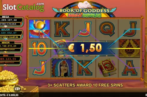 Οθόνη4. Book of Goddess Mega Moolah Κουλοχέρης