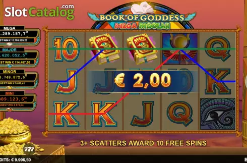 Οθόνη5. Book of Goddess Mega Moolah Κουλοχέρης