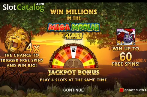 Οθόνη2. Mega Moolah 4Tune Reels Κουλοχέρης