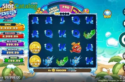 Οθόνη2. Bling Bling Penguin: Ice On The Beach Κουλοχέρης