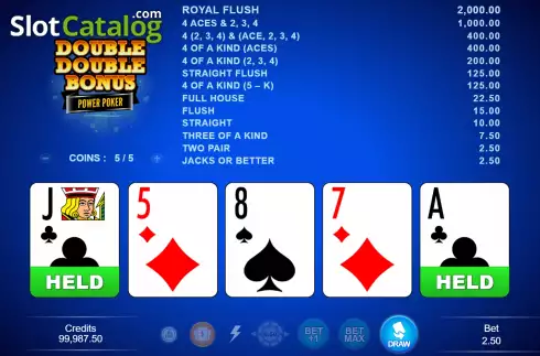 Οθόνη2. Double Double Bonus - Power Poker Κουλοχέρης