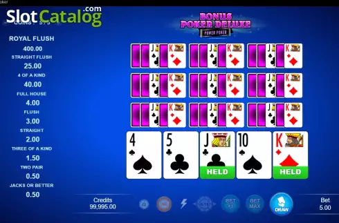 Οθόνη2. Bonus Poker Deluxe - Power Poker Κουλοχέρης