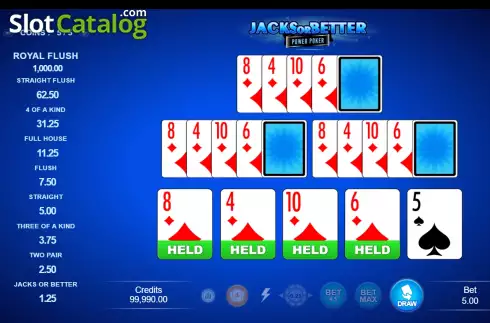 Οθόνη3. Jacks or Better - Power Poker Κουλοχέρης