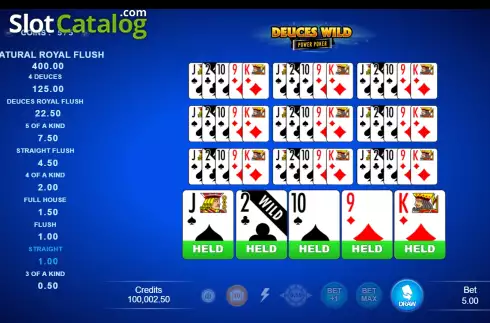 Οθόνη3. Deuces Wild - Power Poker Κουλοχέρης