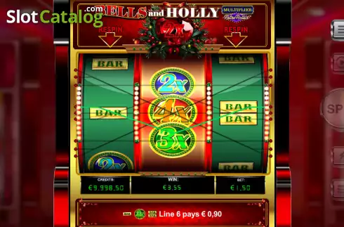 Οθόνη3. Bells and Holly Multiplier Retro Roller Κουλοχέρης