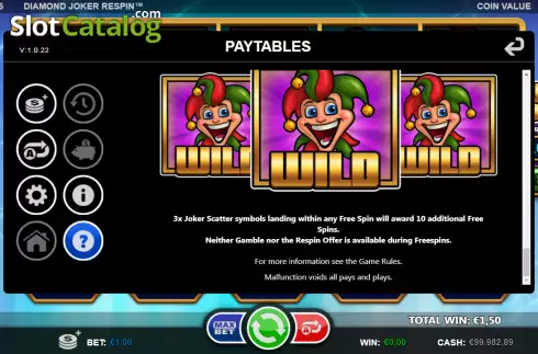 Οθόνη7. Diamond Joker Respin Κουλοχέρης
