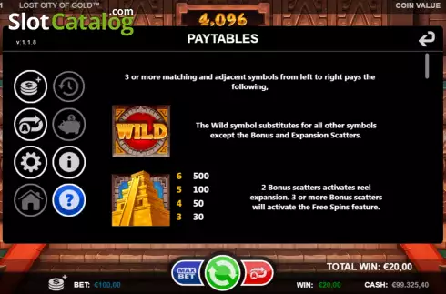 Οθόνη5. Lost City of Gold (Games Inc) Κουλοχέρης 