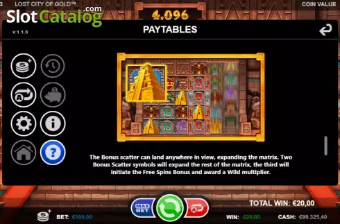 Οθόνη6. Lost City of Gold (Games Inc) Κουλοχέρης 