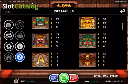 Οθόνη8. Lost City of Gold (Games Inc) Κουλοχέρης 