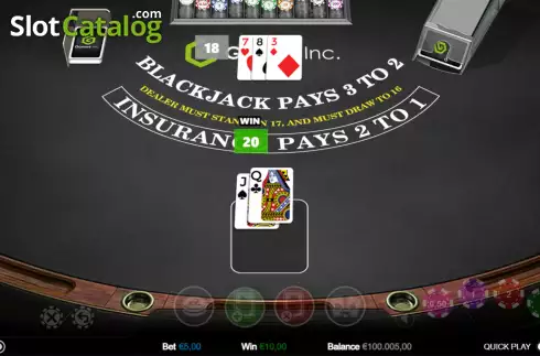 Οθόνη3. Single Hand Blackjack (Games Inc) Κουλοχέρης