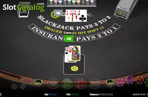 Οθόνη3. Single Deck Blackjack (Games Inc) Κουλοχέρης 