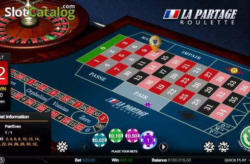 Οθόνη4. La Partage Roulette (Games Inc) Κουλοχέρης