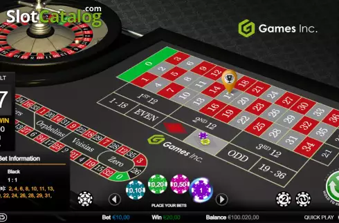 Οθόνη4. Lo-Roller European Roulette (Games Inc) Κουλοχέρης 