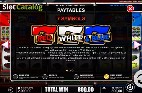 Οθόνη5. Triple 7's Red White and Blue Κουλοχέρης