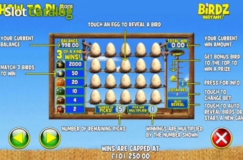 Οθόνη7. Birdz Instant Win Κουλοχέρης