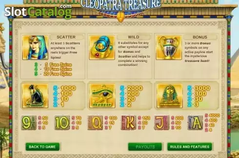 Οθόνη6. Cleopatra Treasure Κουλοχέρης