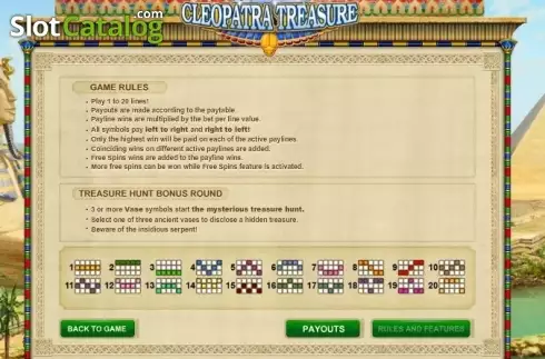 Οθόνη7. Cleopatra Treasure Κουλοχέρης