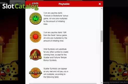 Οθόνη7. Fortune Temple Κουλοχέρης