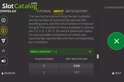 Οθόνη5. Casinobud Mines Κουλοχέρης