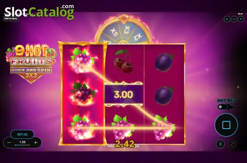 Οθόνη3. 9 Hot Fruits Stick and Spin 3x3 Κουλοχέρης