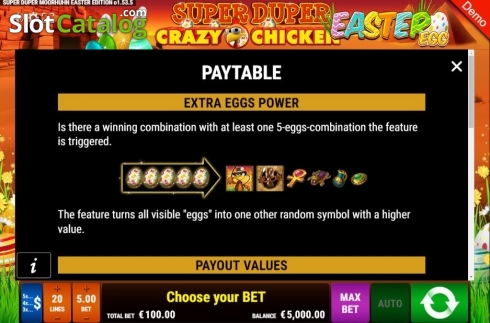 Οθόνη5. Super Duper Crazy Chicken Easter Egg Κουλοχέρης