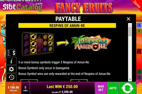 Οθόνη6. Fancy Fruits Respins Of Amun-Re Κουλοχέρης