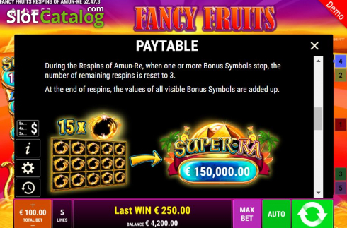 Οθόνη8. Fancy Fruits Respins Of Amun-Re Κουλοχέρης