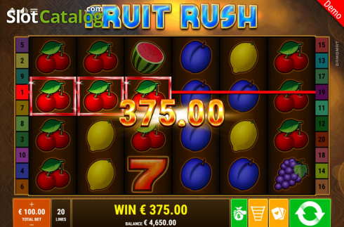 Οθόνη6. Fruit Rush (Gamomat) Κουλοχέρης