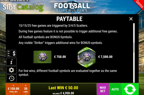 Οθόνη9. Football Super Spins Κουλοχέρης 