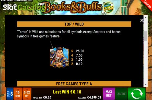 Οθόνη7. Books and Bulls Double Rush Κουλοχέρης