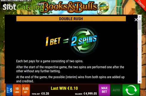 Οθόνη8. Books and Bulls Double Rush Κουλοχέρης