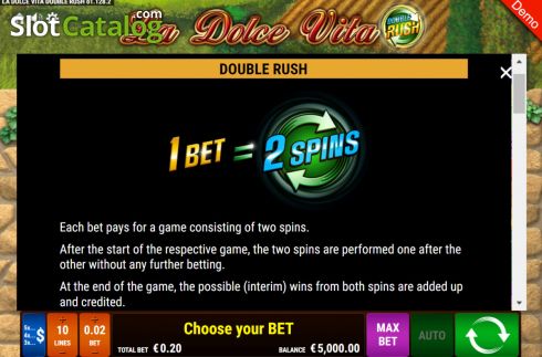 Οθόνη6. La Dolce Vita Double Rush Κουλοχέρης