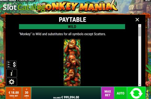 Οθόνη7. Monkey Mania (Gamomat) Κουλοχέρης