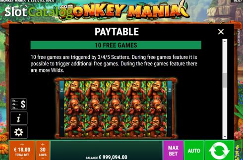 Οθόνη9. Monkey Mania (Gamomat) Κουλοχέρης