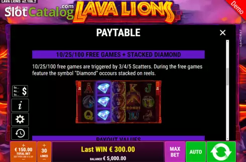 Οθόνη8. Lava Lions Κουλοχέρης