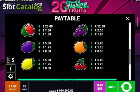 Οθόνη8. 20 Flaring Fruits Κουλοχέρης
