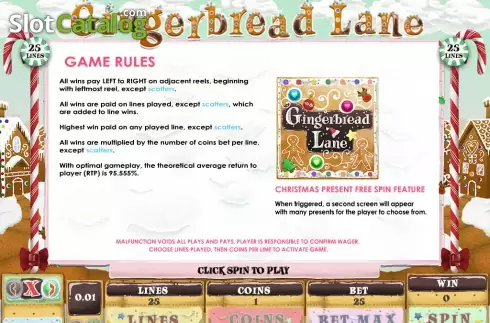 Πίνακας πληρωμών 1. Gingerbread Lane Κουλοχέρης 