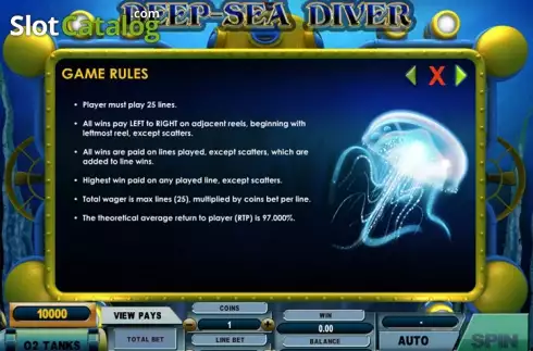 Πίνακας πληρωμών 1. Deep Sea Diver Κουλοχέρης