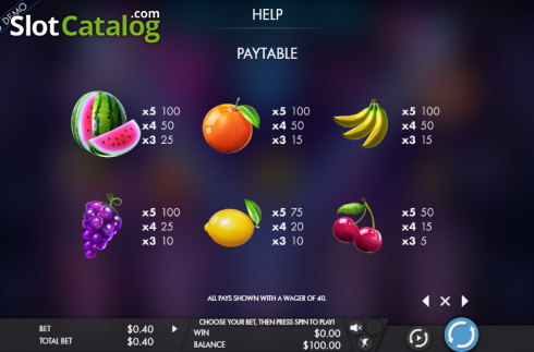 Πίνακας πληρωμών 4. Fruity Grooves Κουλοχέρης