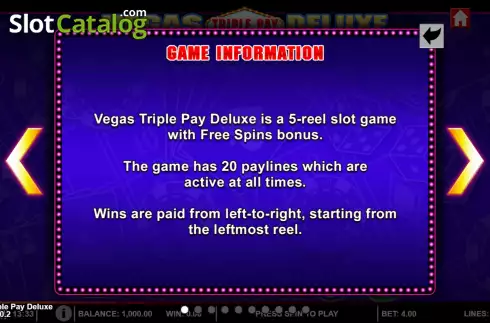 Οθόνη6. Vegas Triple Pay Deluxe Κουλοχέρης