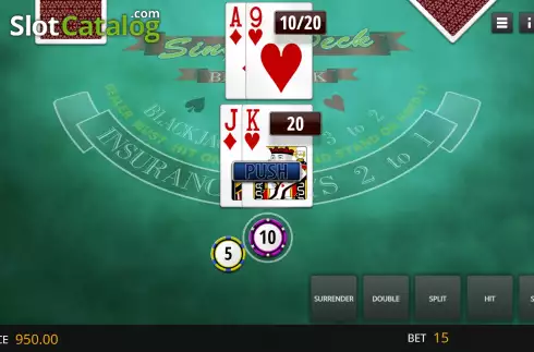 Οθόνη4. Single Deck Blackjack (Genii) Κουλοχέρης